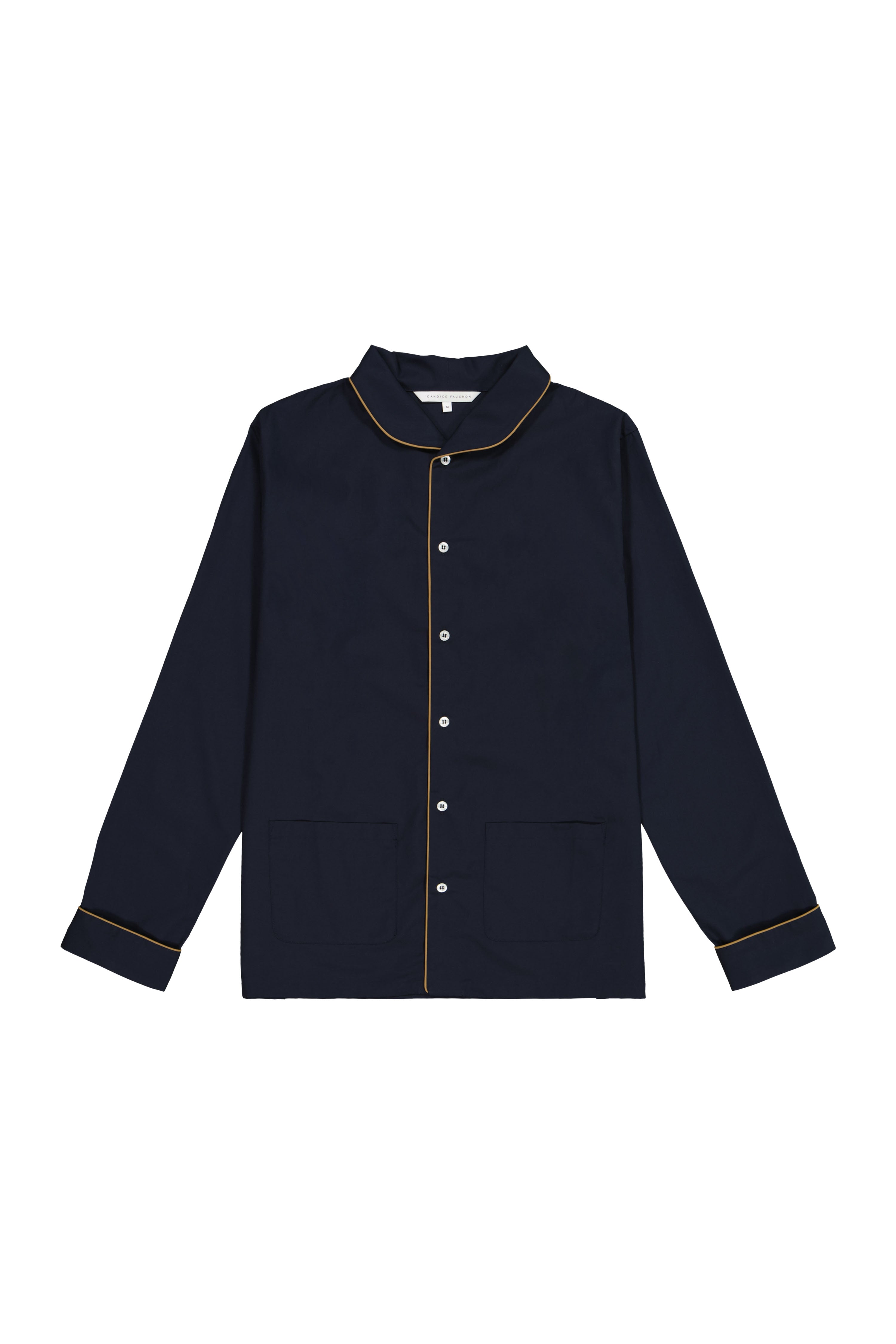 Le Waldorf en popeline de coton marine passepoil beige