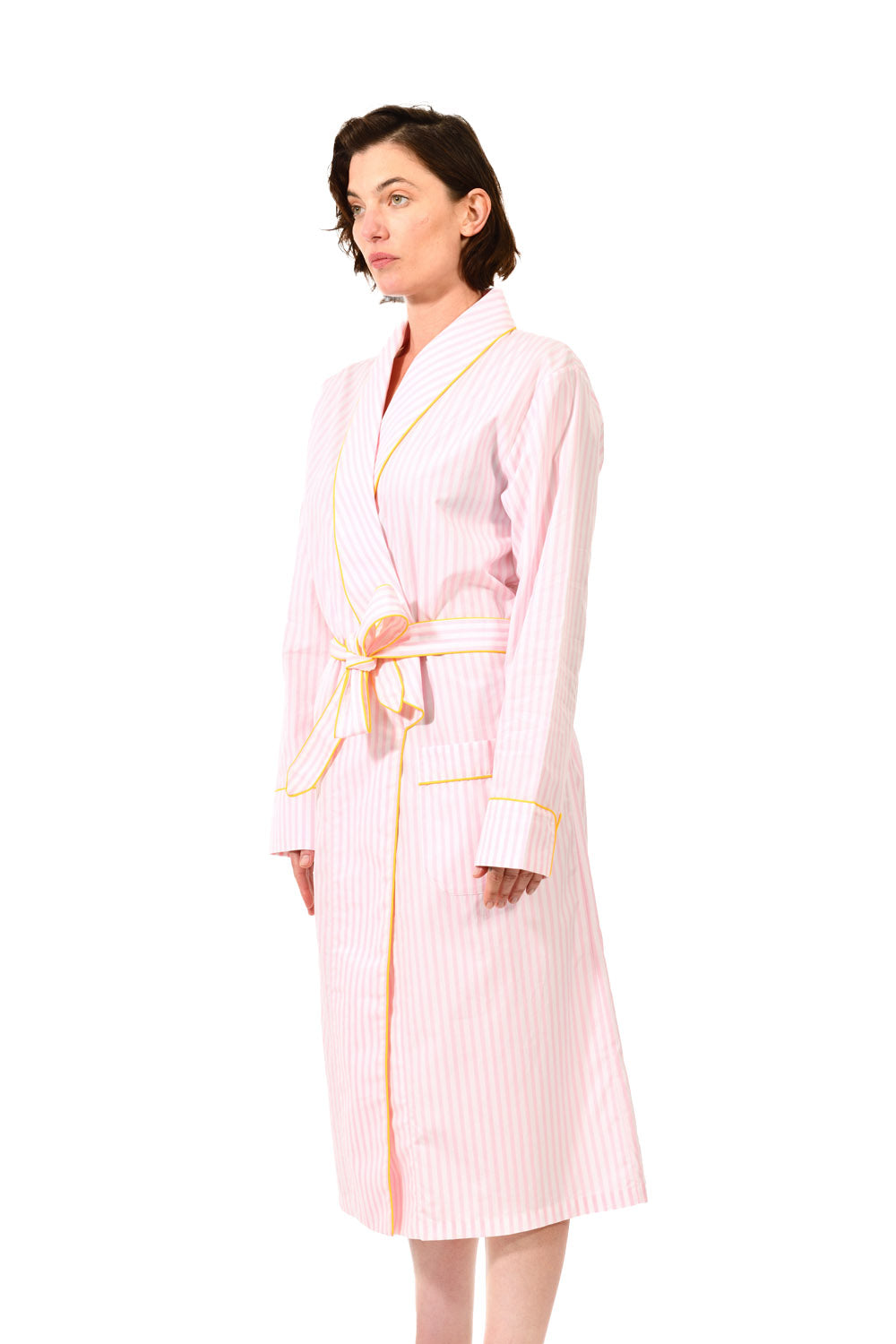 The Brandy in pink and white striped cotton broadcloth