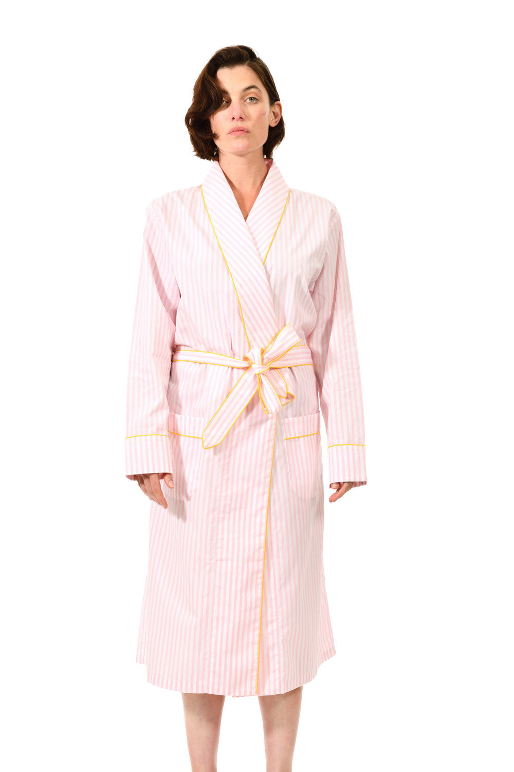 The Brandy in pink and white striped cotton broadcloth