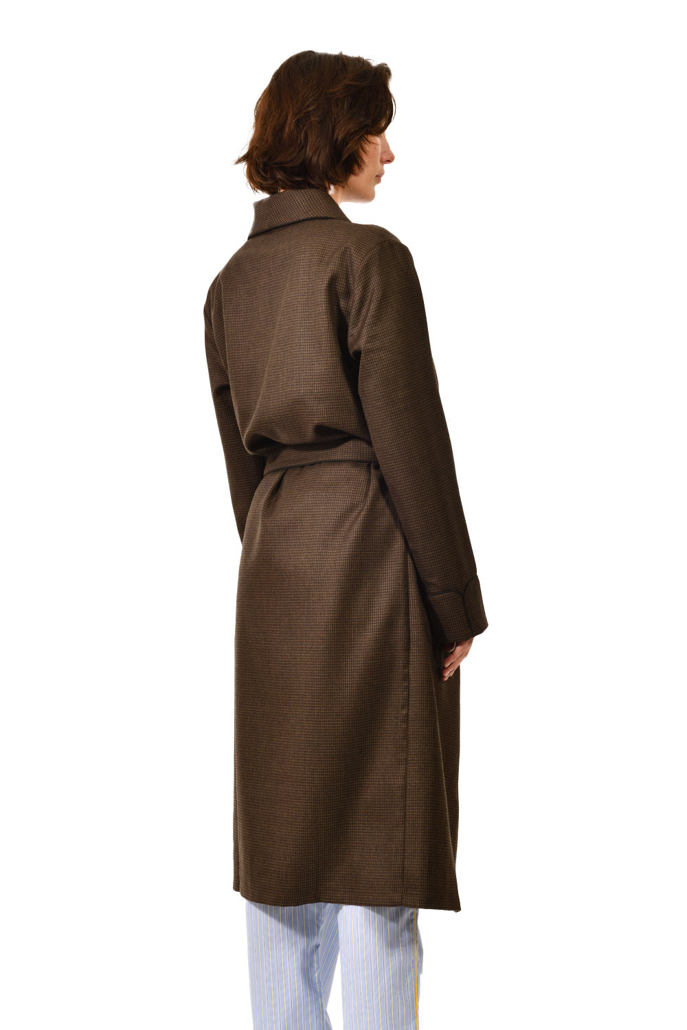 The Brandy in brown and black houndstooth worsted wool