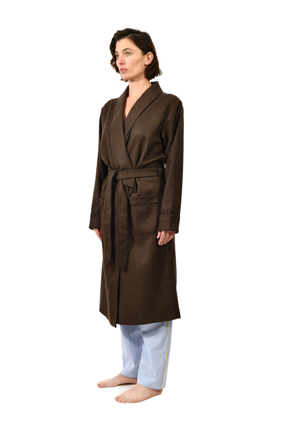 The Brandy in brown and black houndstooth worsted wool