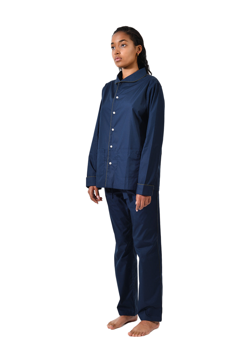 The Waldorf in navy cotton broadcloth