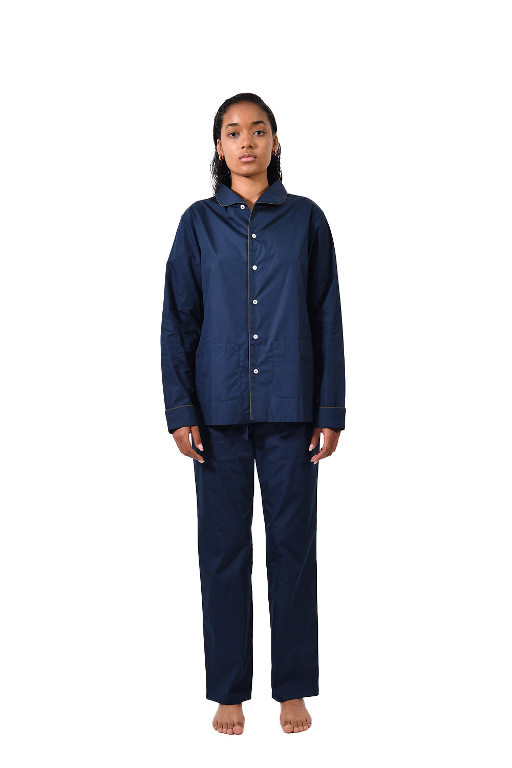 The Waldorf in navy cotton broadcloth