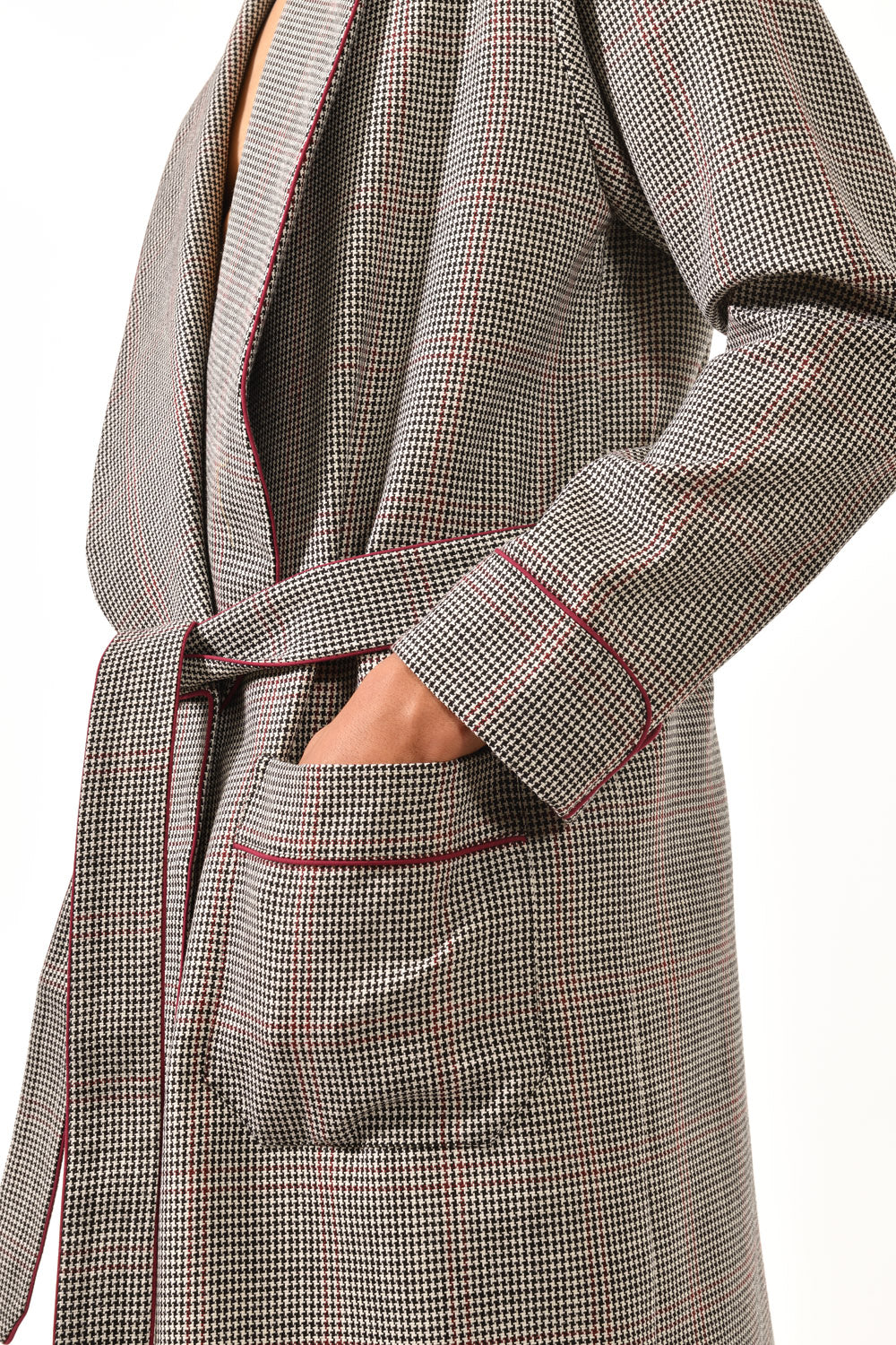 The Brandy in grey houndstouh worsted wool