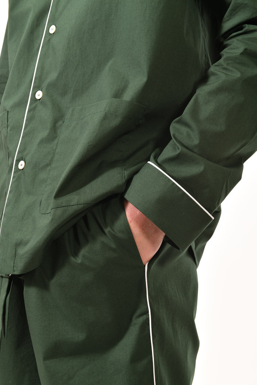 The Waldorf in green cotton broadcloth