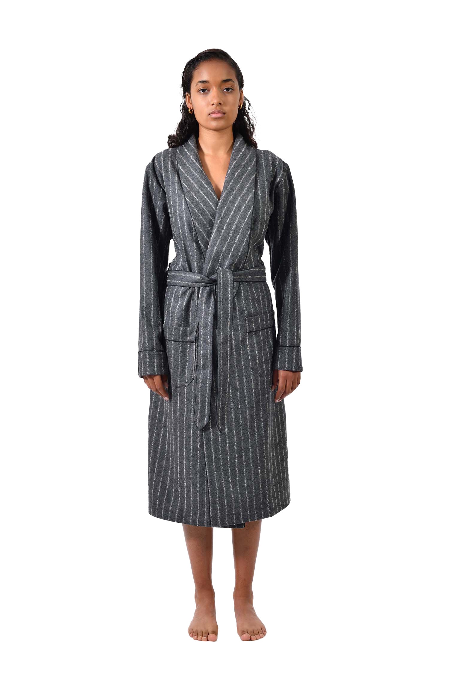 The Brandy in grey chalk stripes