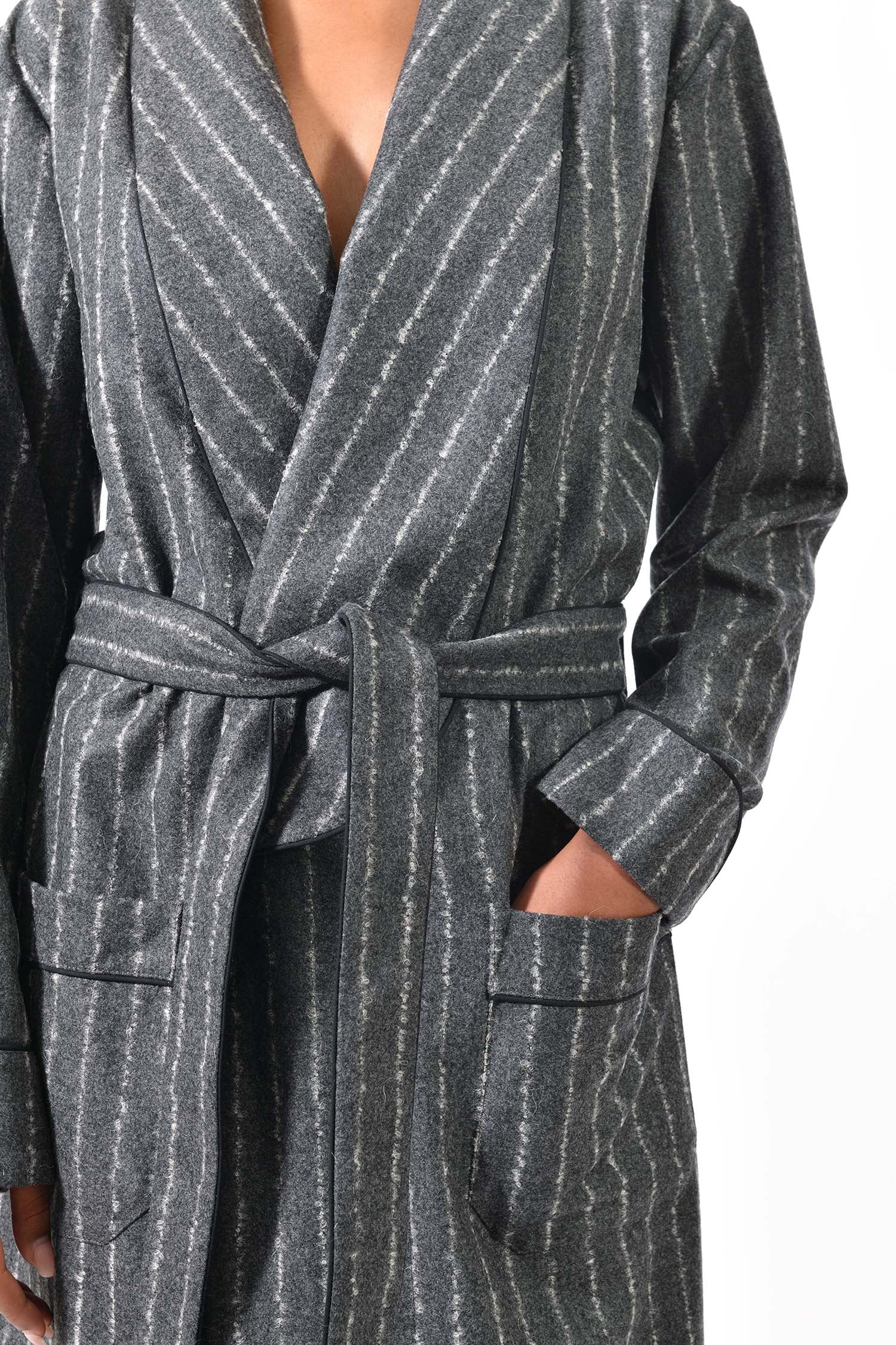 The Brandy in grey chalk stripes