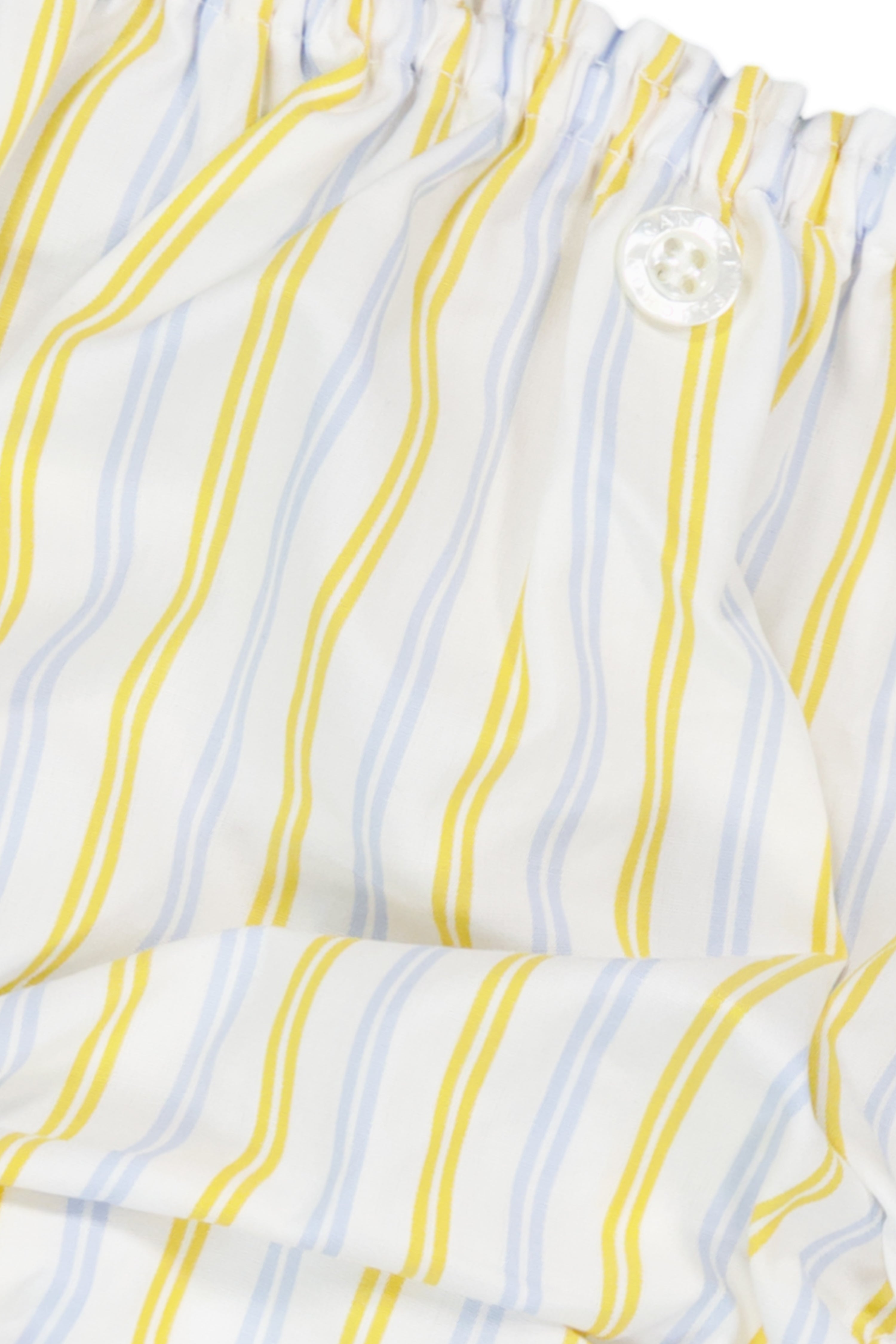 The Gina in yellow and blue striped cotton broadcloth