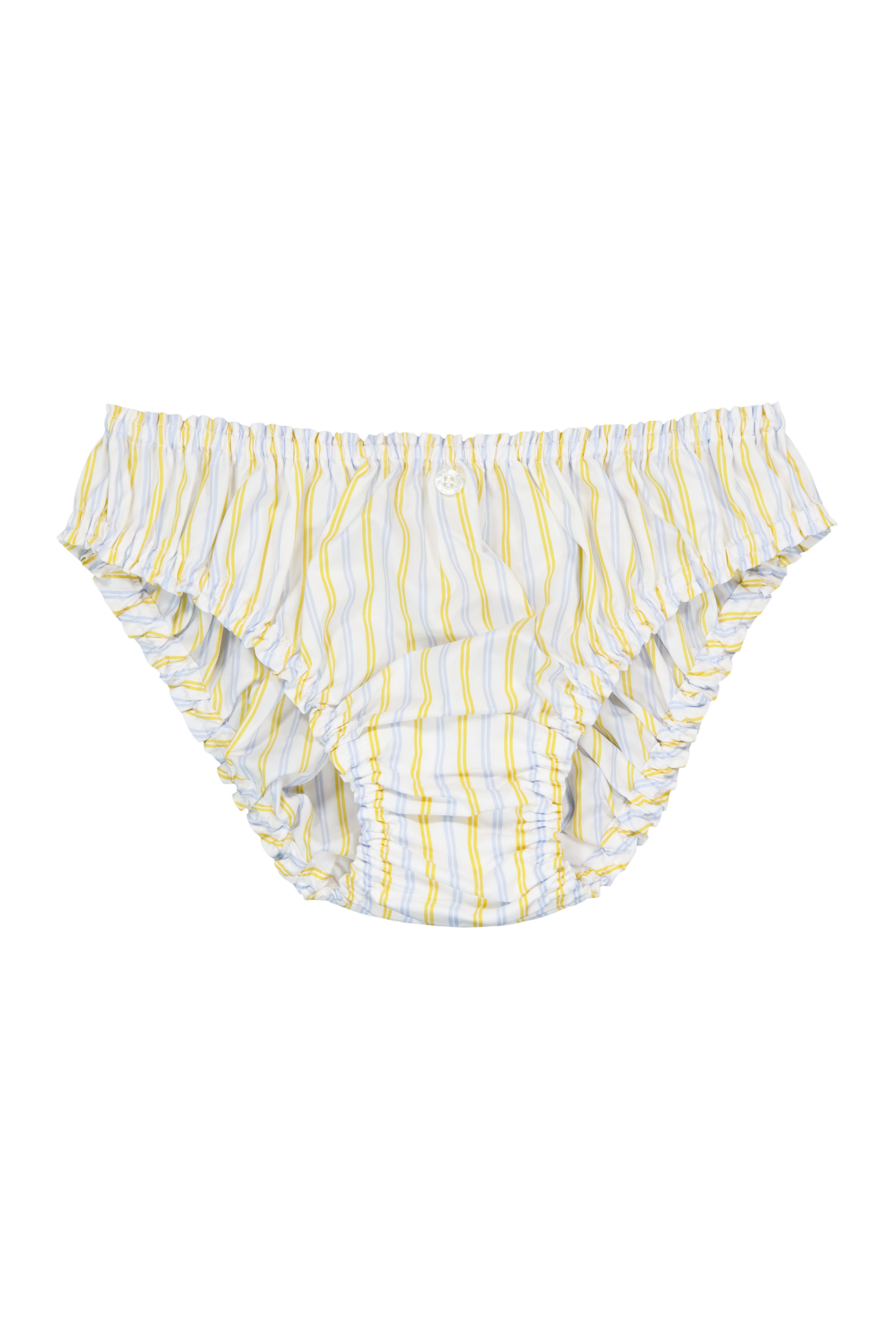 The Gina in yellow and blue striped cotton broadcloth