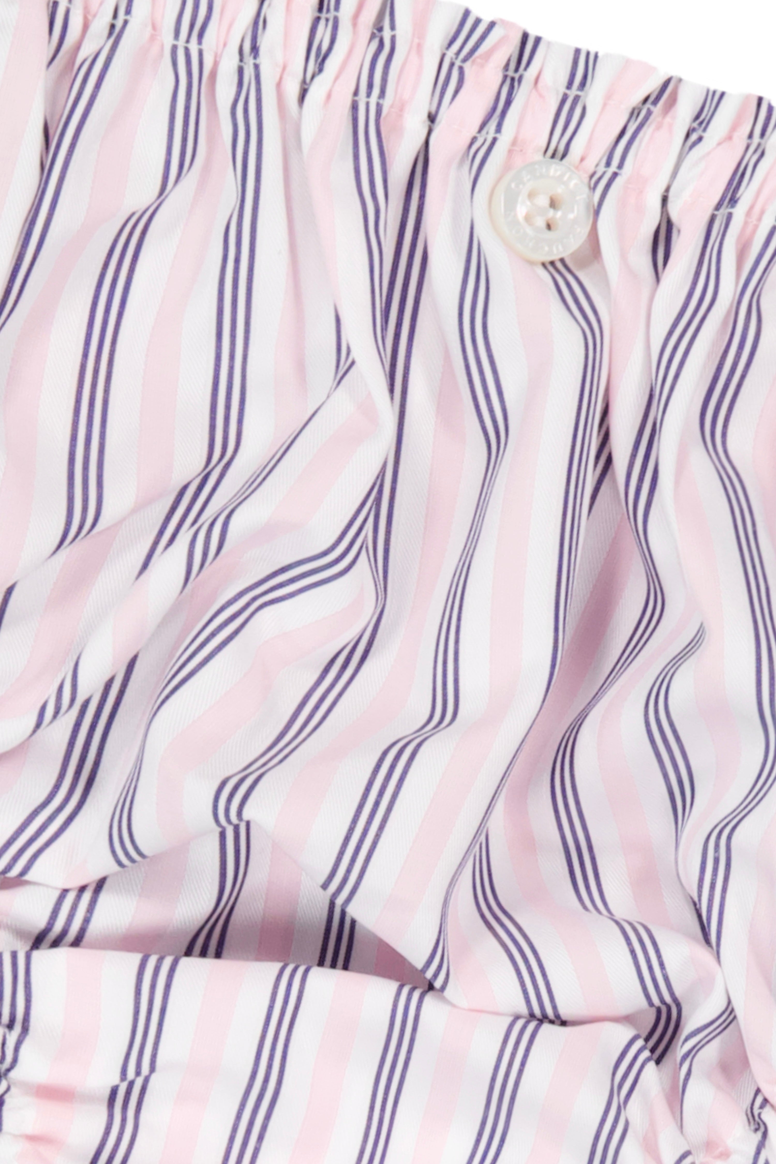 The Gina in pink and blue striped cotton broadcloth