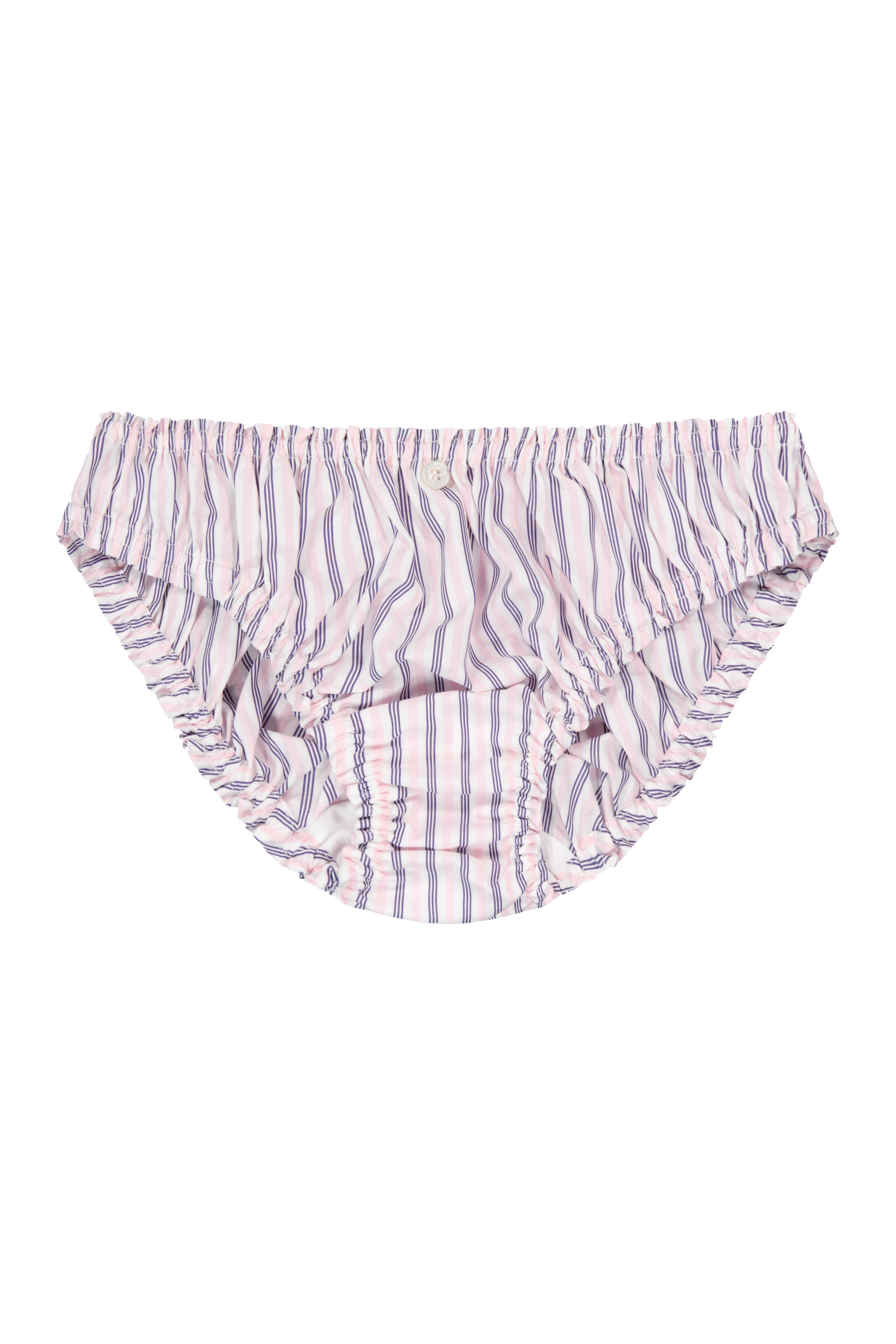 The Gina in pink and blue striped cotton broadcloth