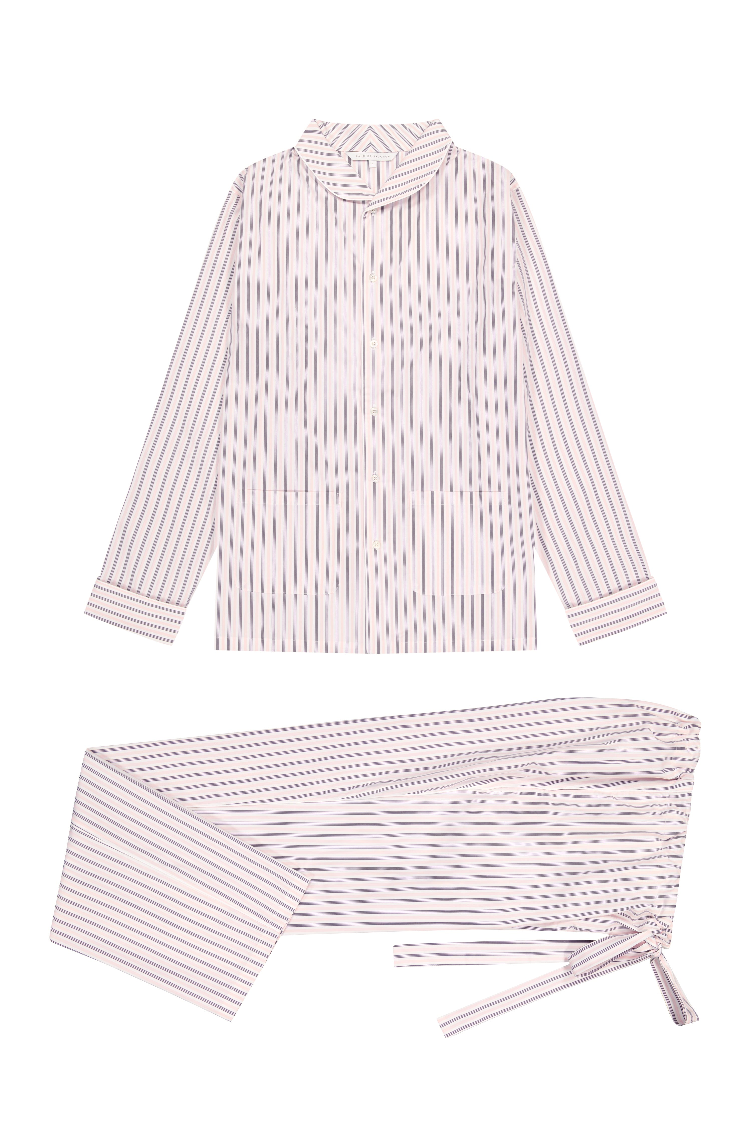The Waldorf in pink and blue stripes cotton broadcloth 