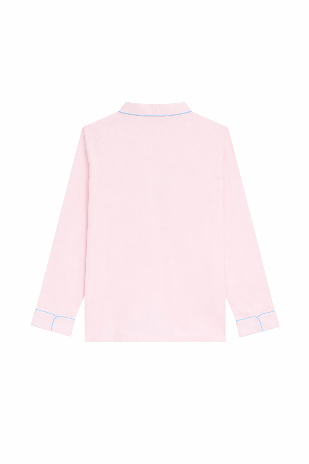 Le Waldorf en popeline de coton rose passepoil bleu ciel