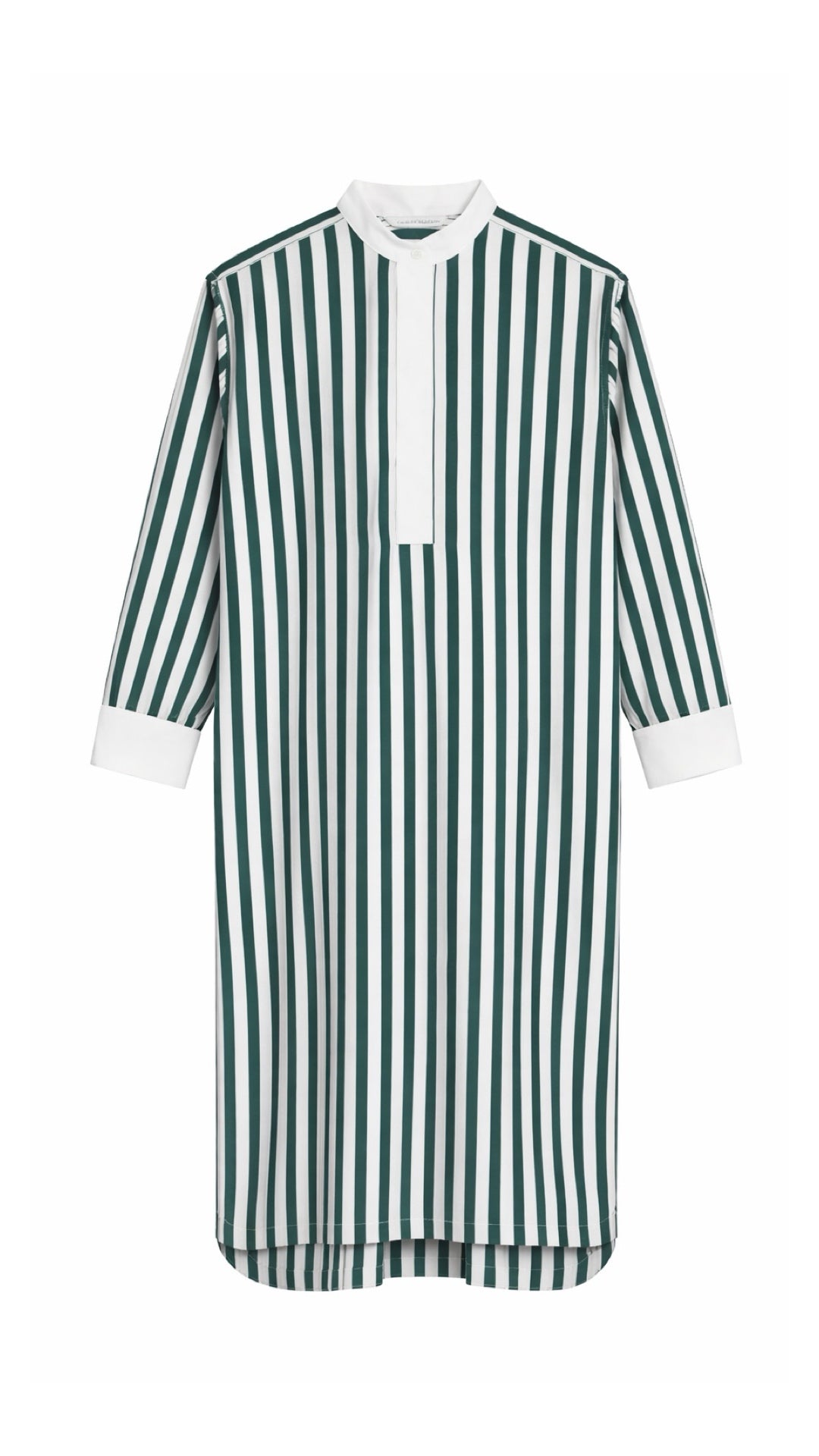 The Eddie in striped green cotton poplin