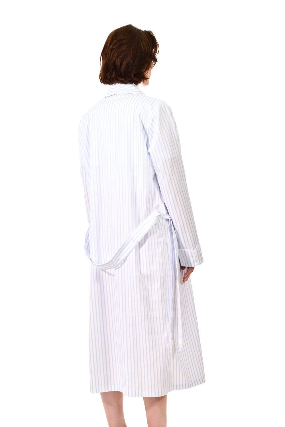 The Brandy in white poplin cotton with blue stripes