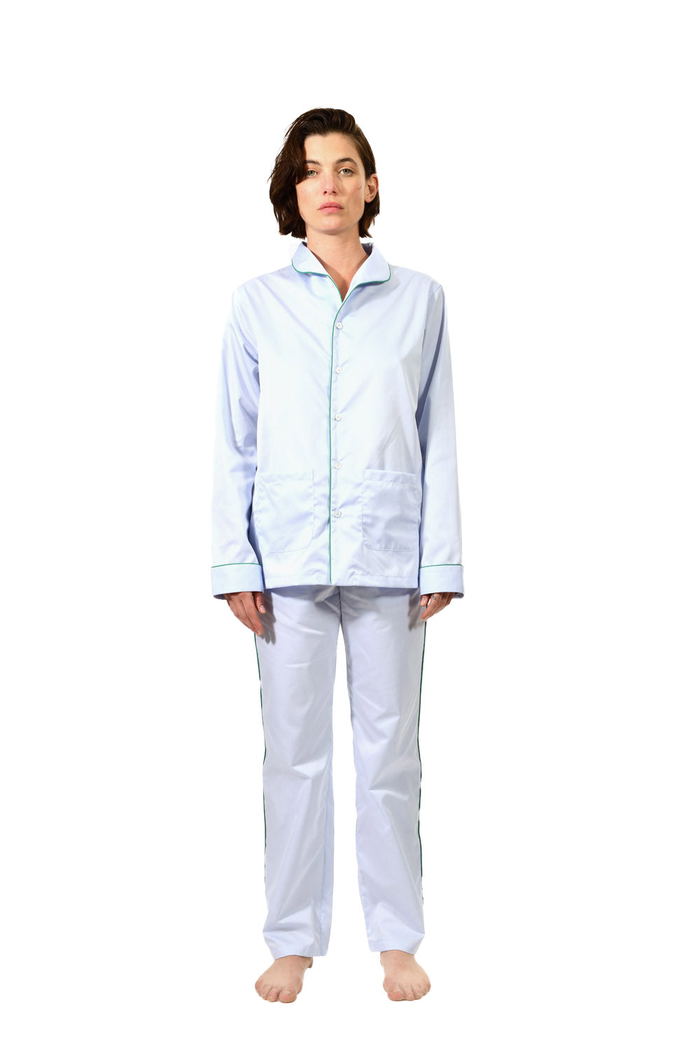 The Waldorf in sky blue cotton broadcloth