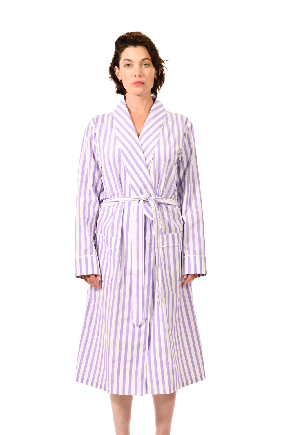 The Brandy in striped lilac cotton broadcloth 