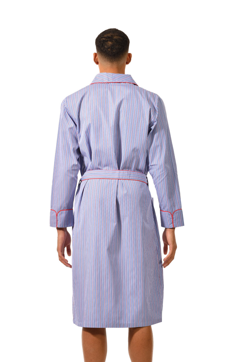 The Brandy in blue and red striped cotton broadcloth