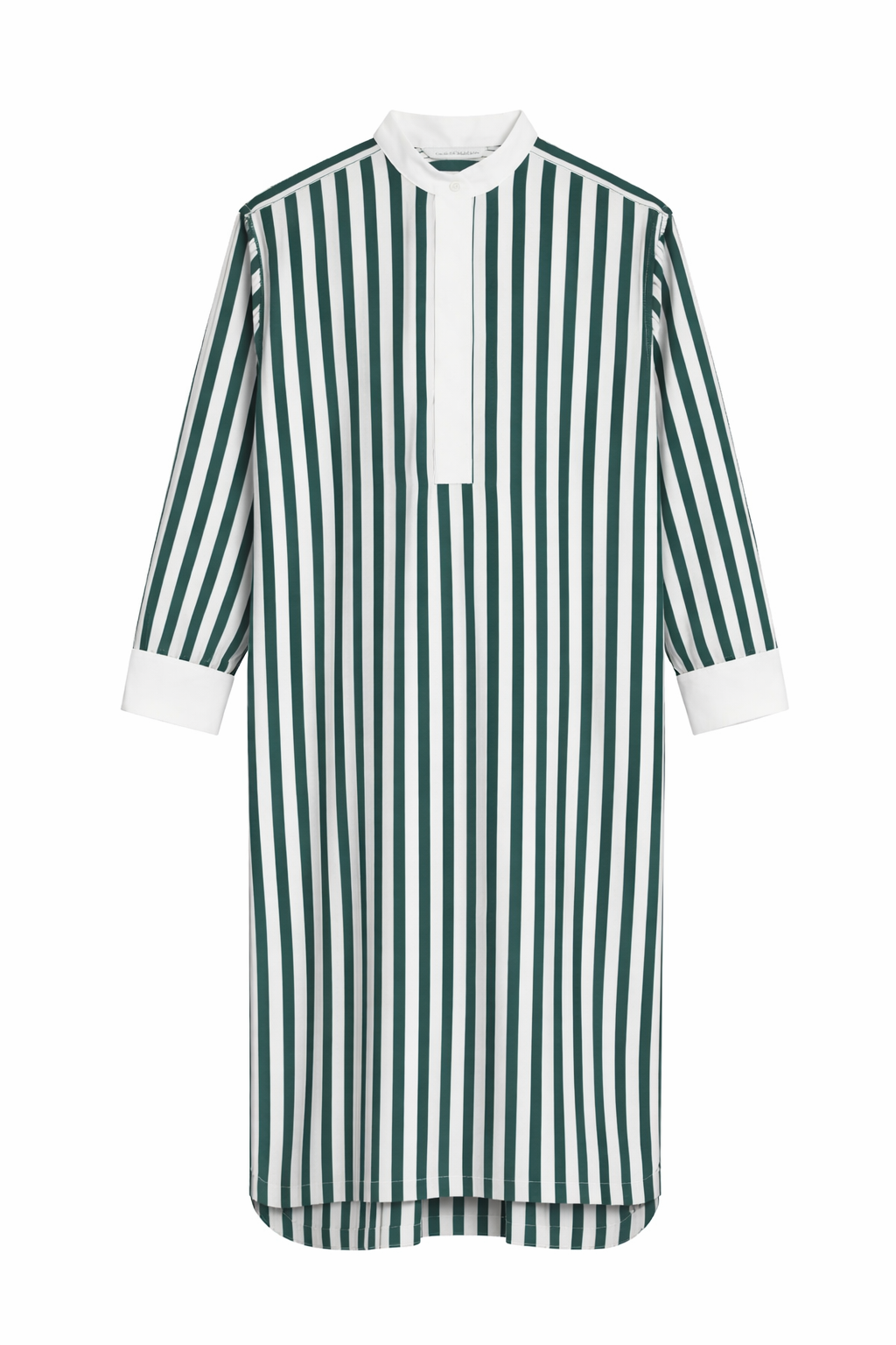 The Eddie in striped green cotton poplin