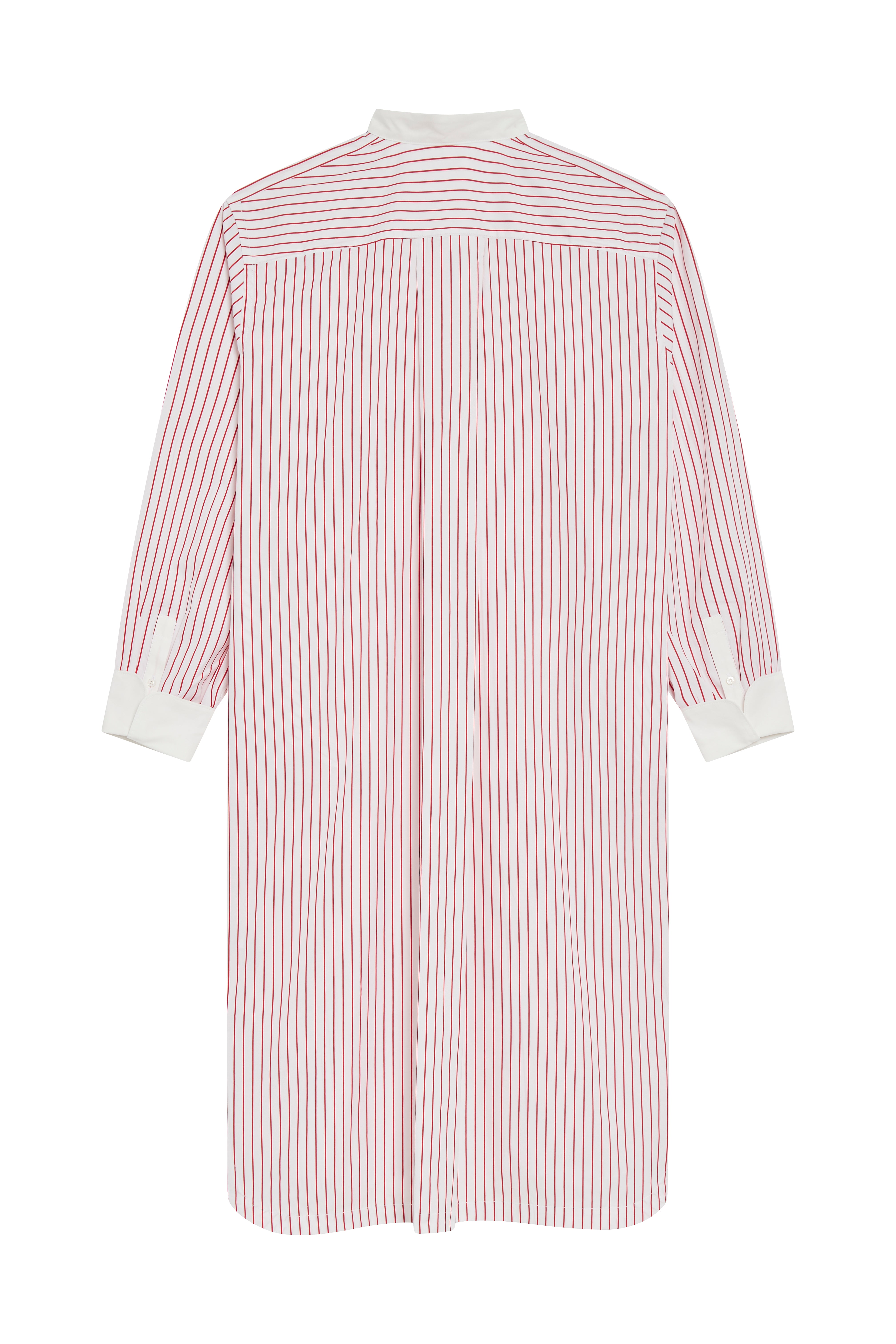 The Eddie in striped red and white cotton broadcloth