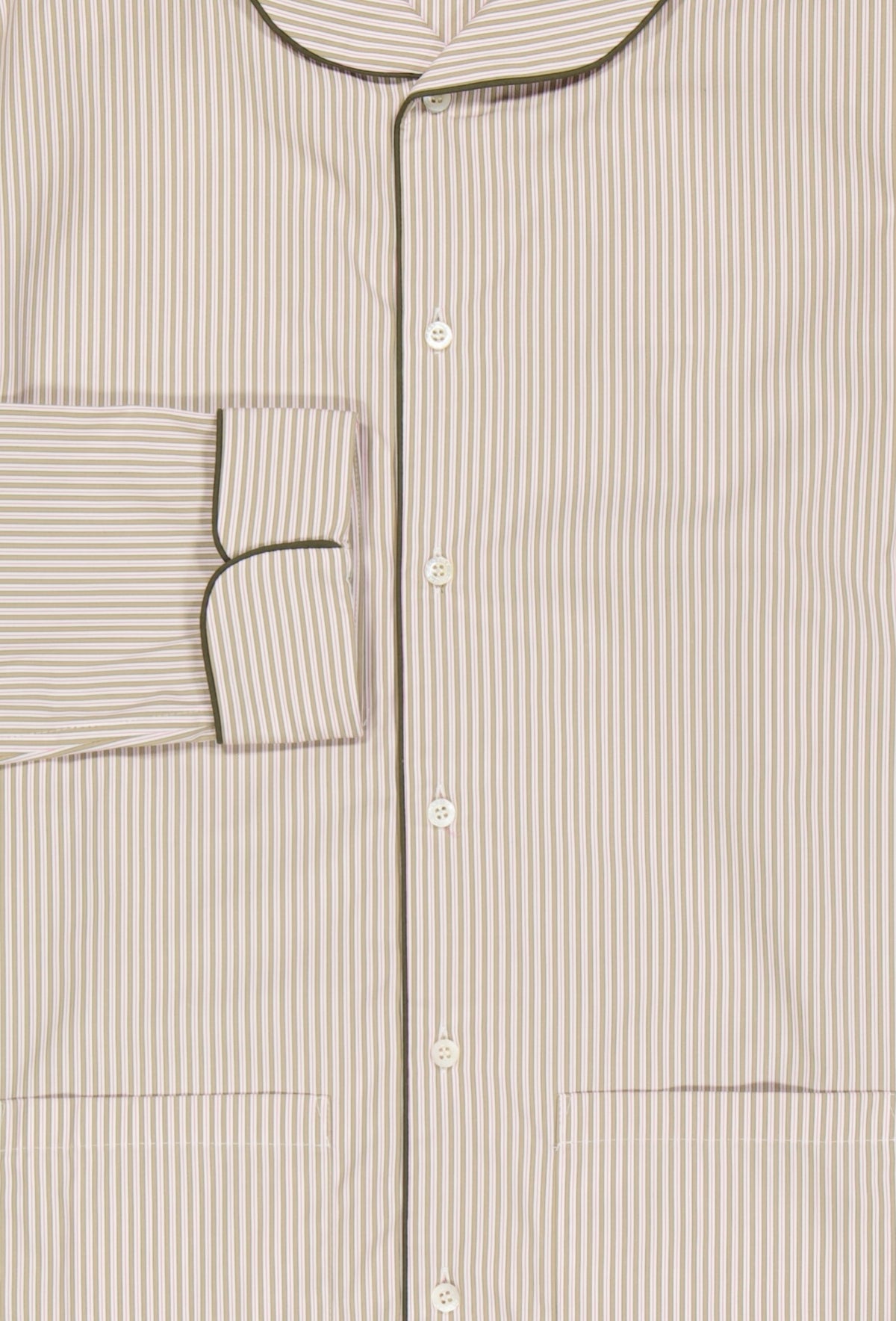 The Waldorf in beige and pink striped cotton poplin