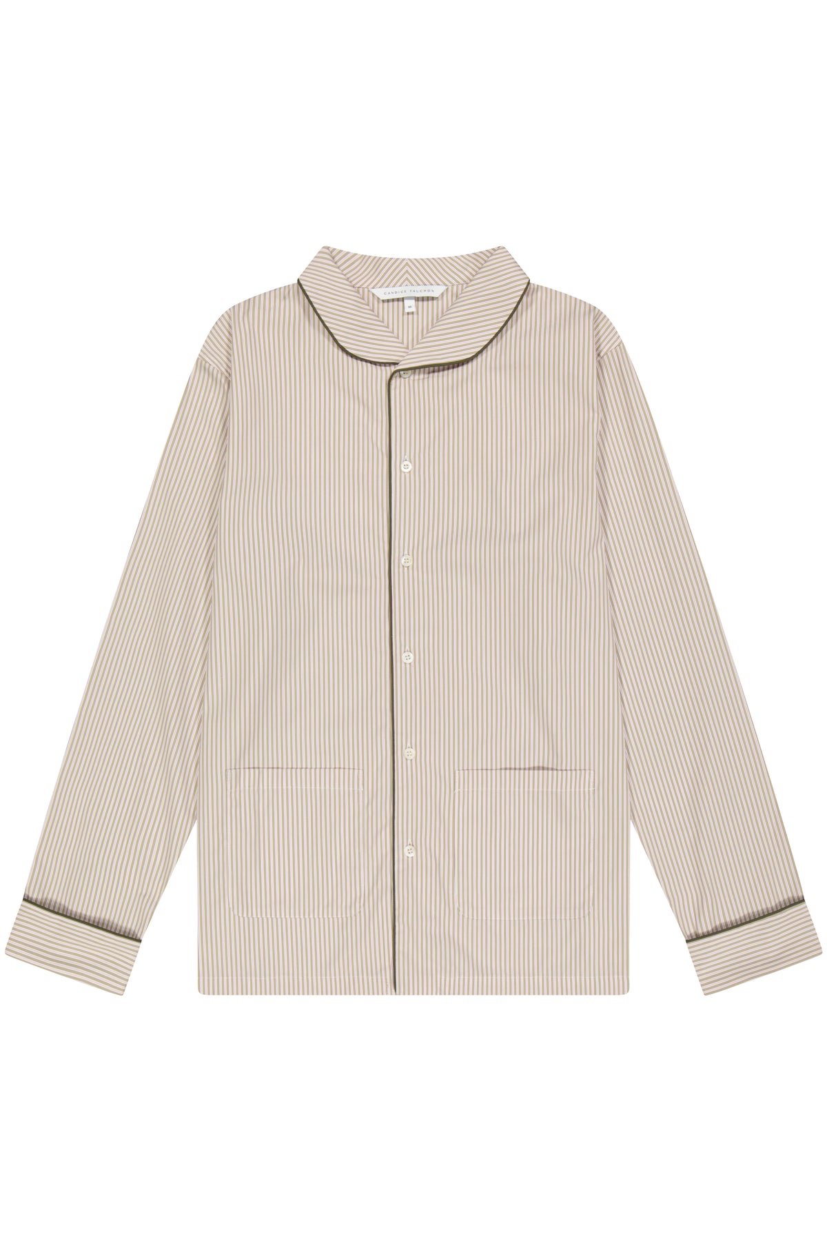 The Waldorf in beige and pink striped cotton poplin