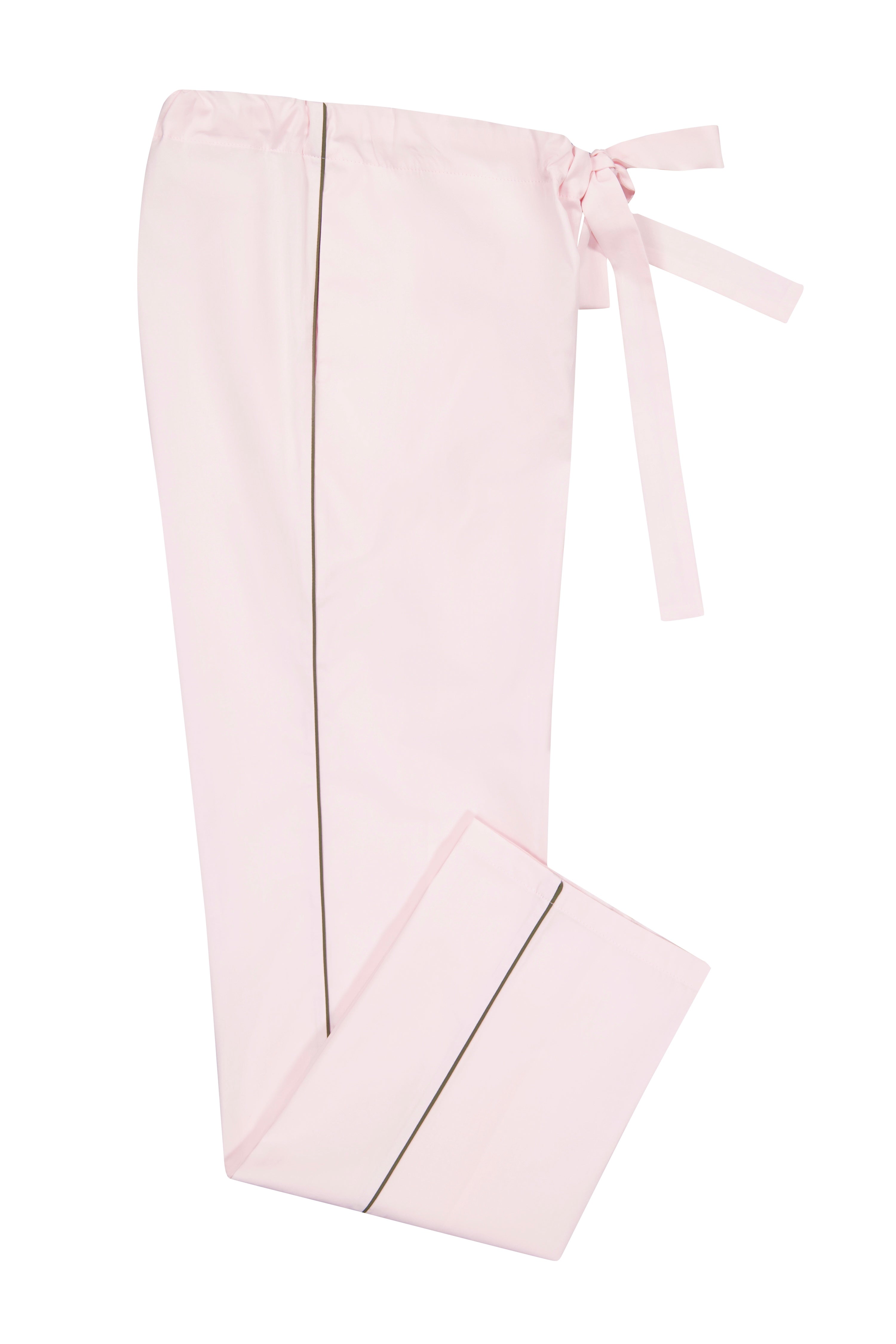 The Waldorf in pink cotton broadcloth with khaki piping