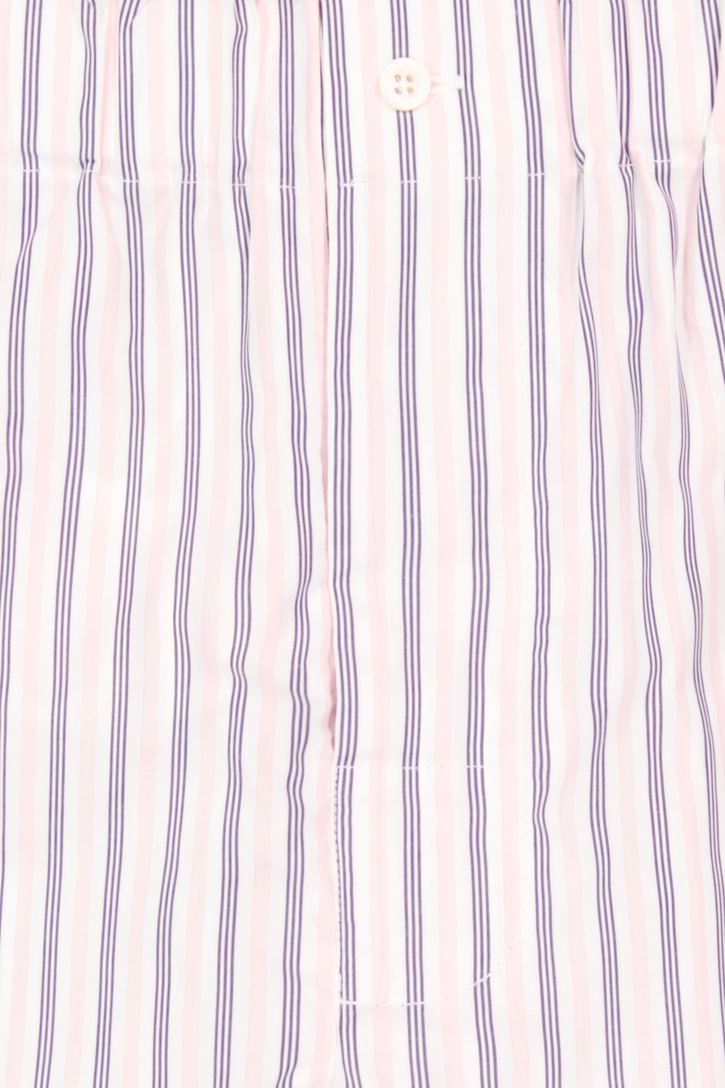 The Marcel in pink and blue striped cotton broadcloth