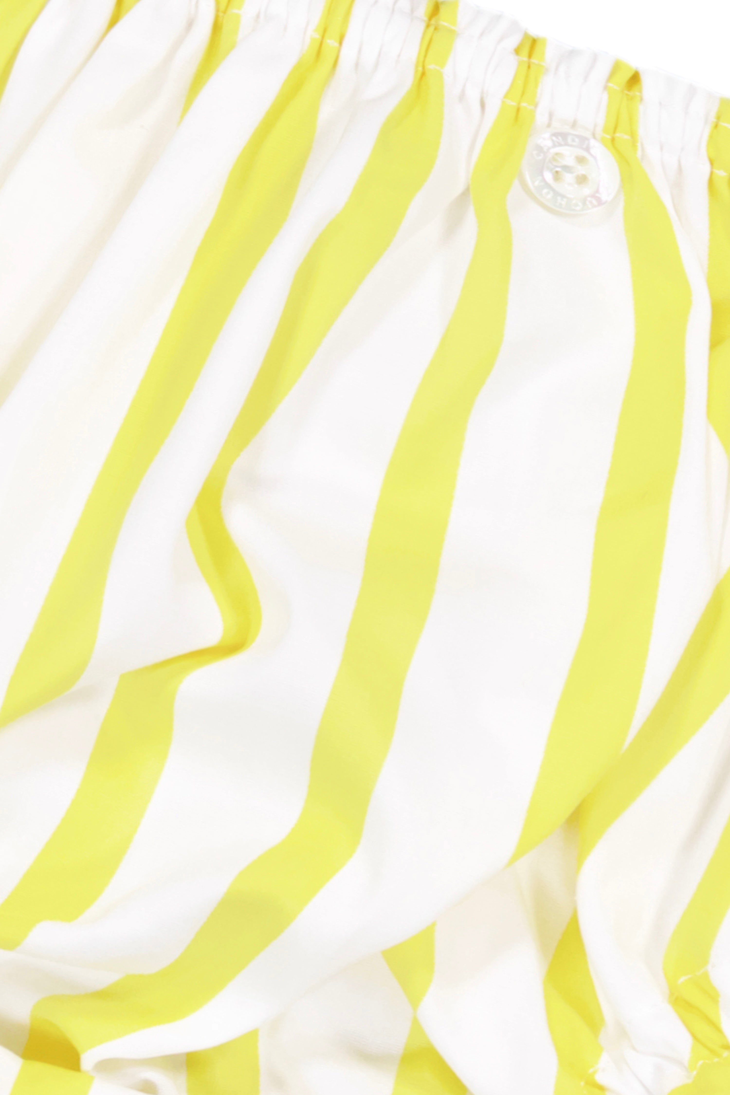 The Gina in large yellow striped cotton broadcloth
