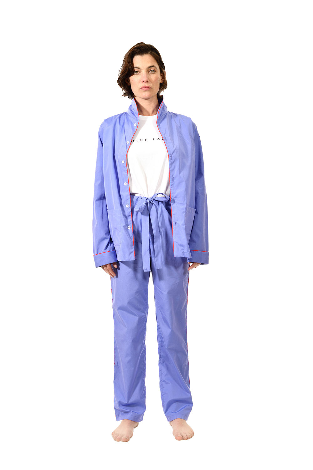 The Waldorf in bright blue cotton broadcloth