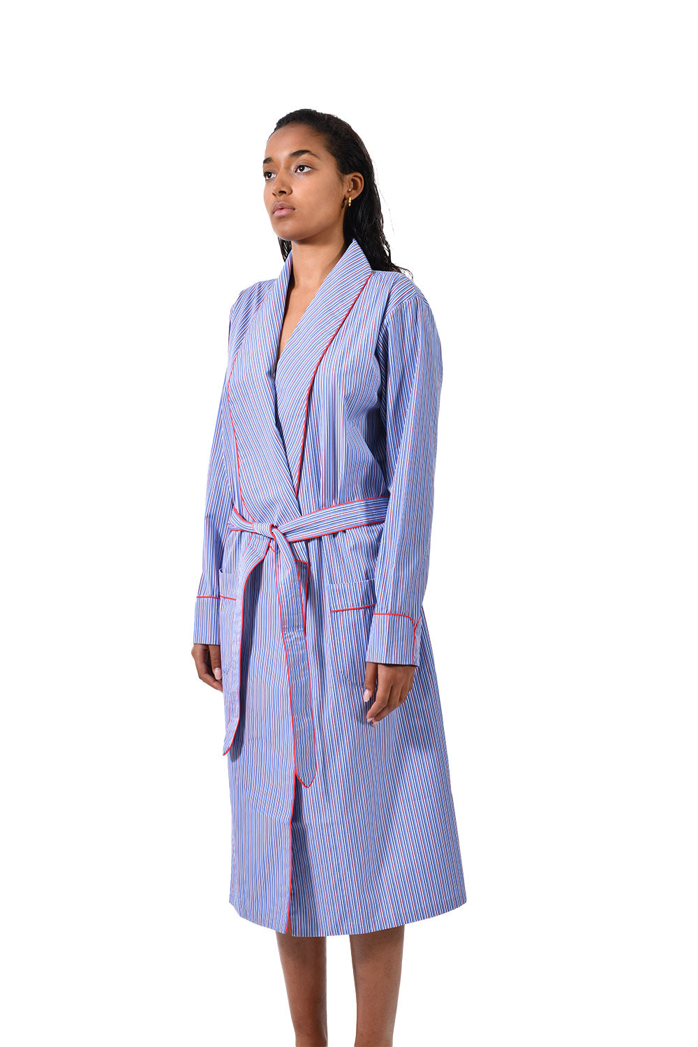 The Brandy in blue and red striped cotton broadcloth