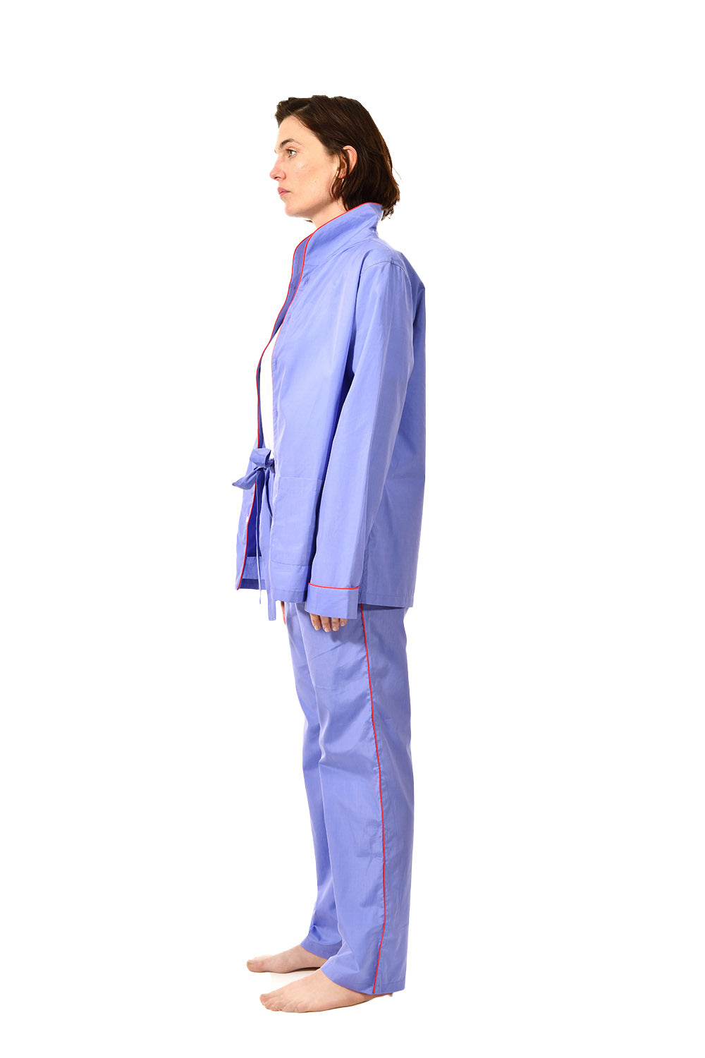 The Waldorf in bright blue cotton broadcloth