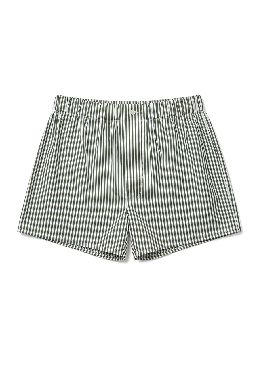 The Marcel in green striped cotton broadcloth