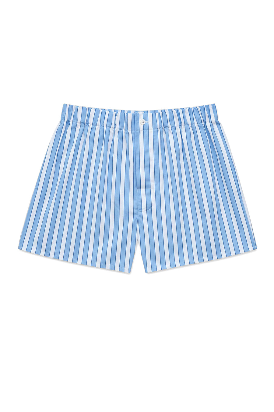 The Marcel in large striped blue and white cotton poplin