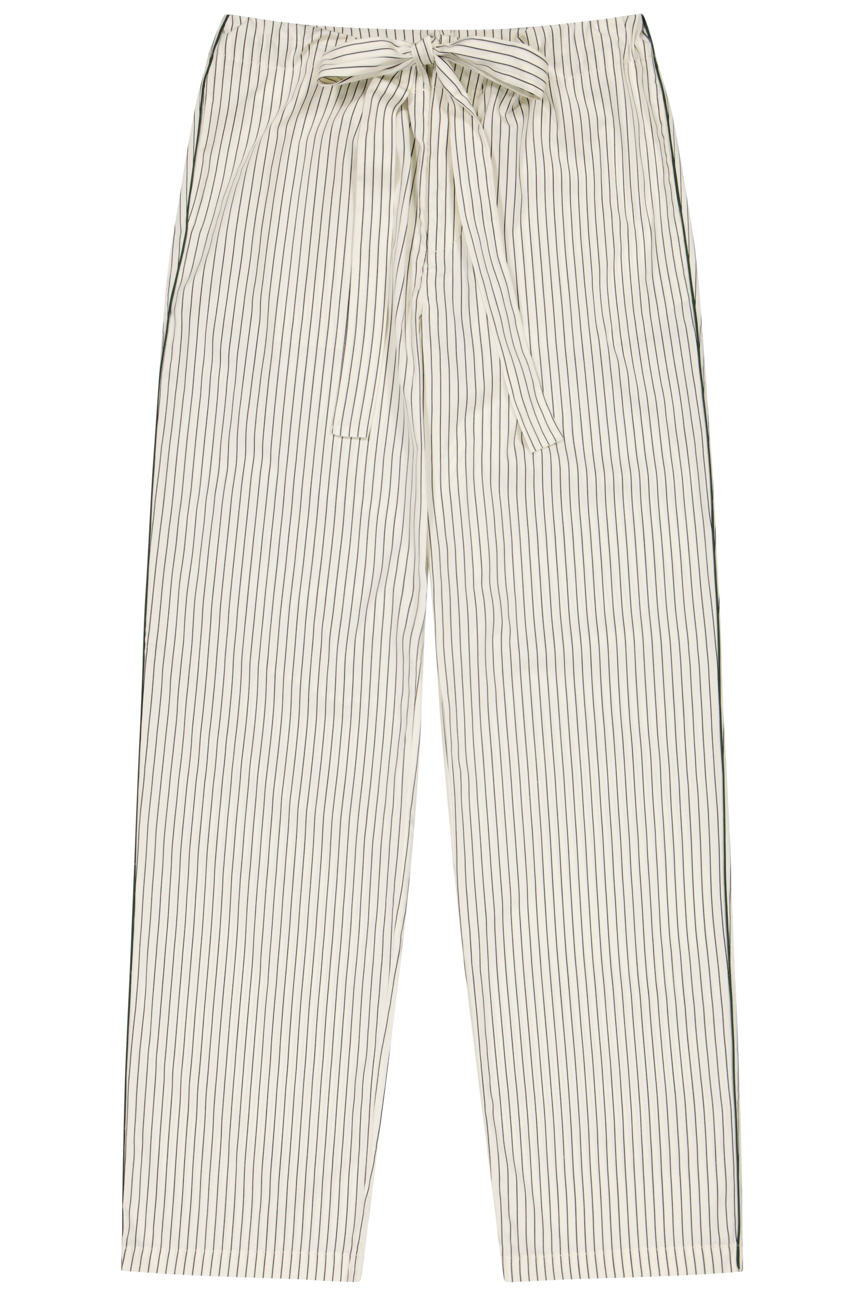 The Waldorf in off-white cotton broadcloth with black stripes