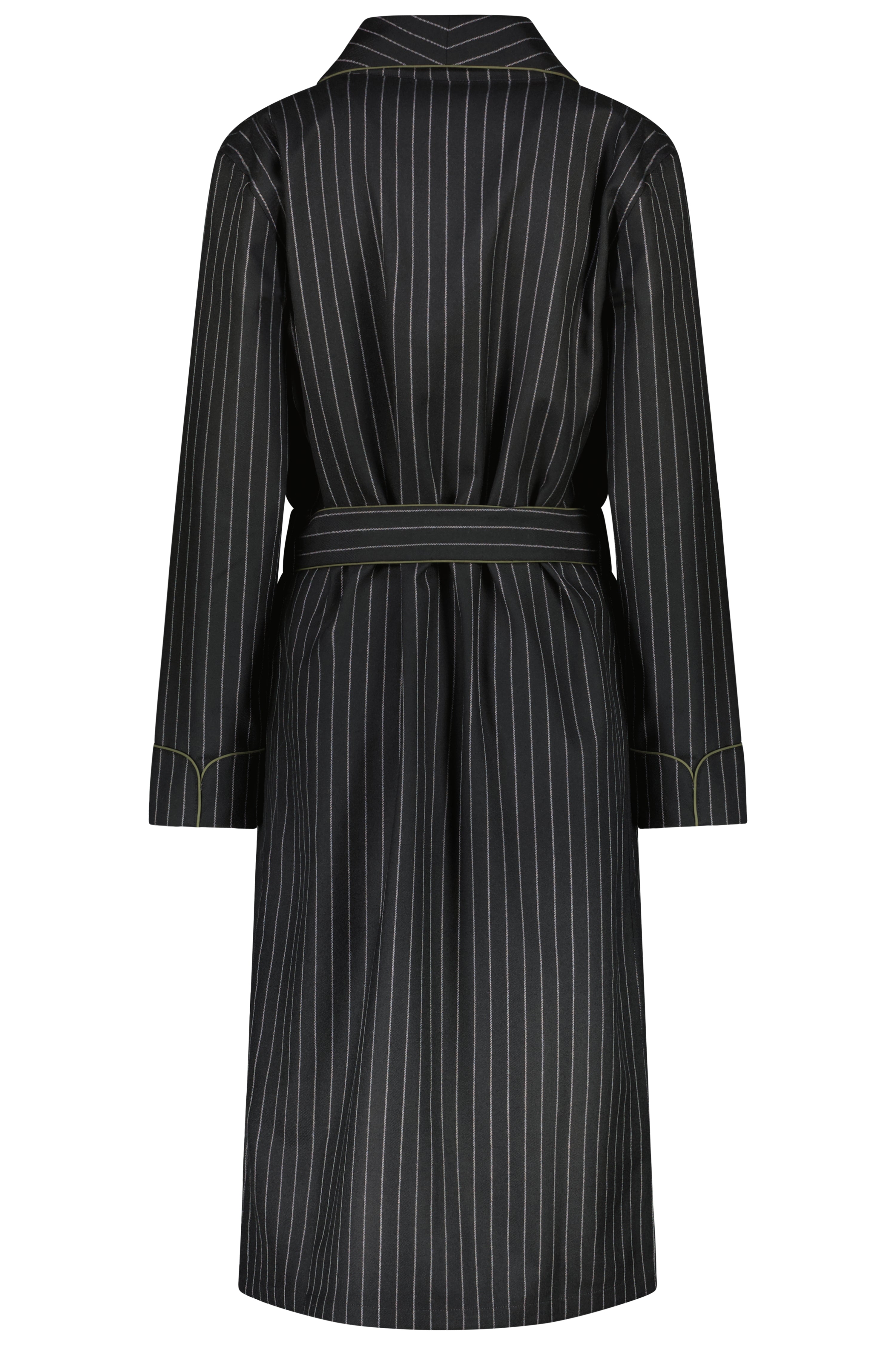 The Brandy in black pinstripe wool suiting