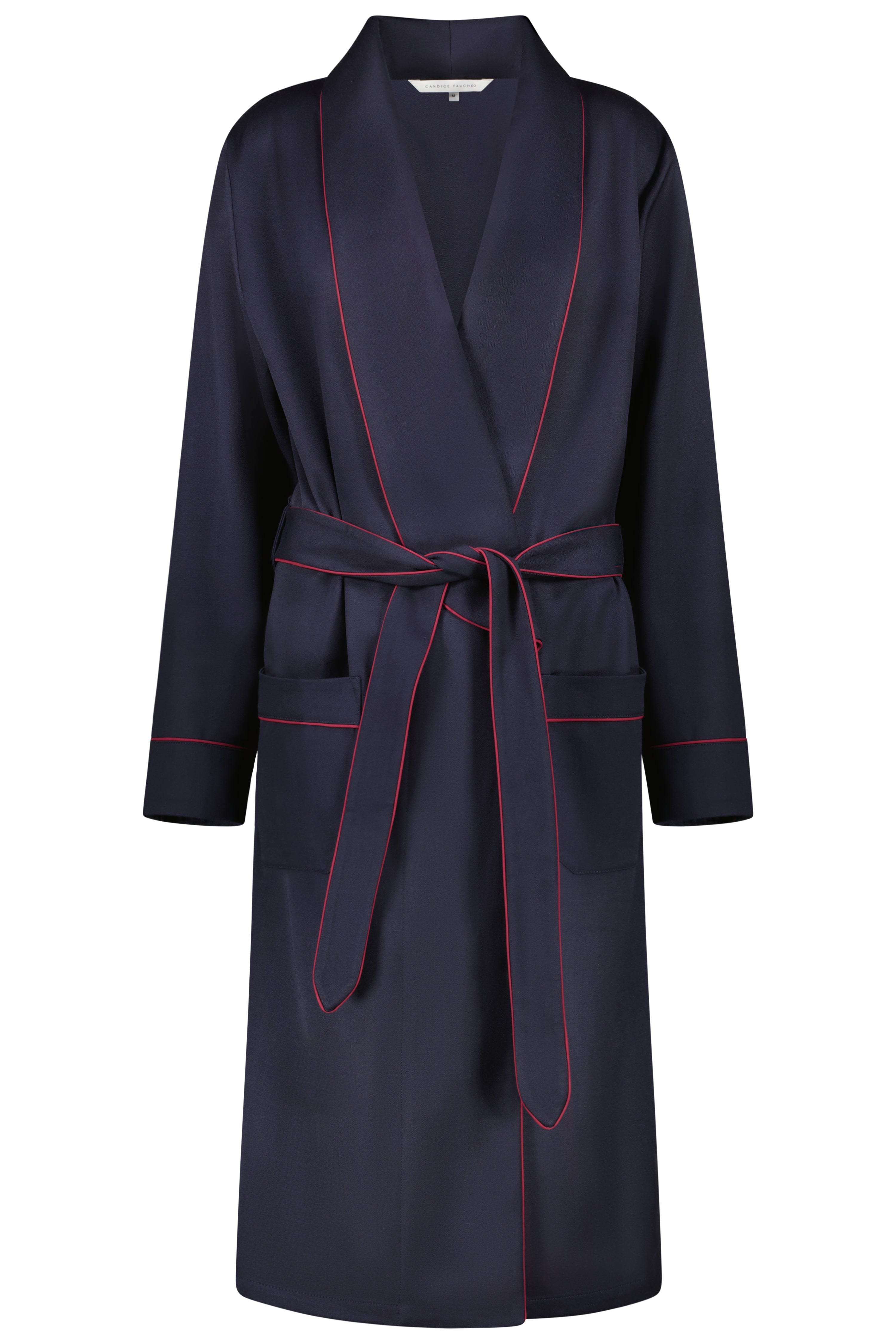 The Brandy in navy wool gabardine