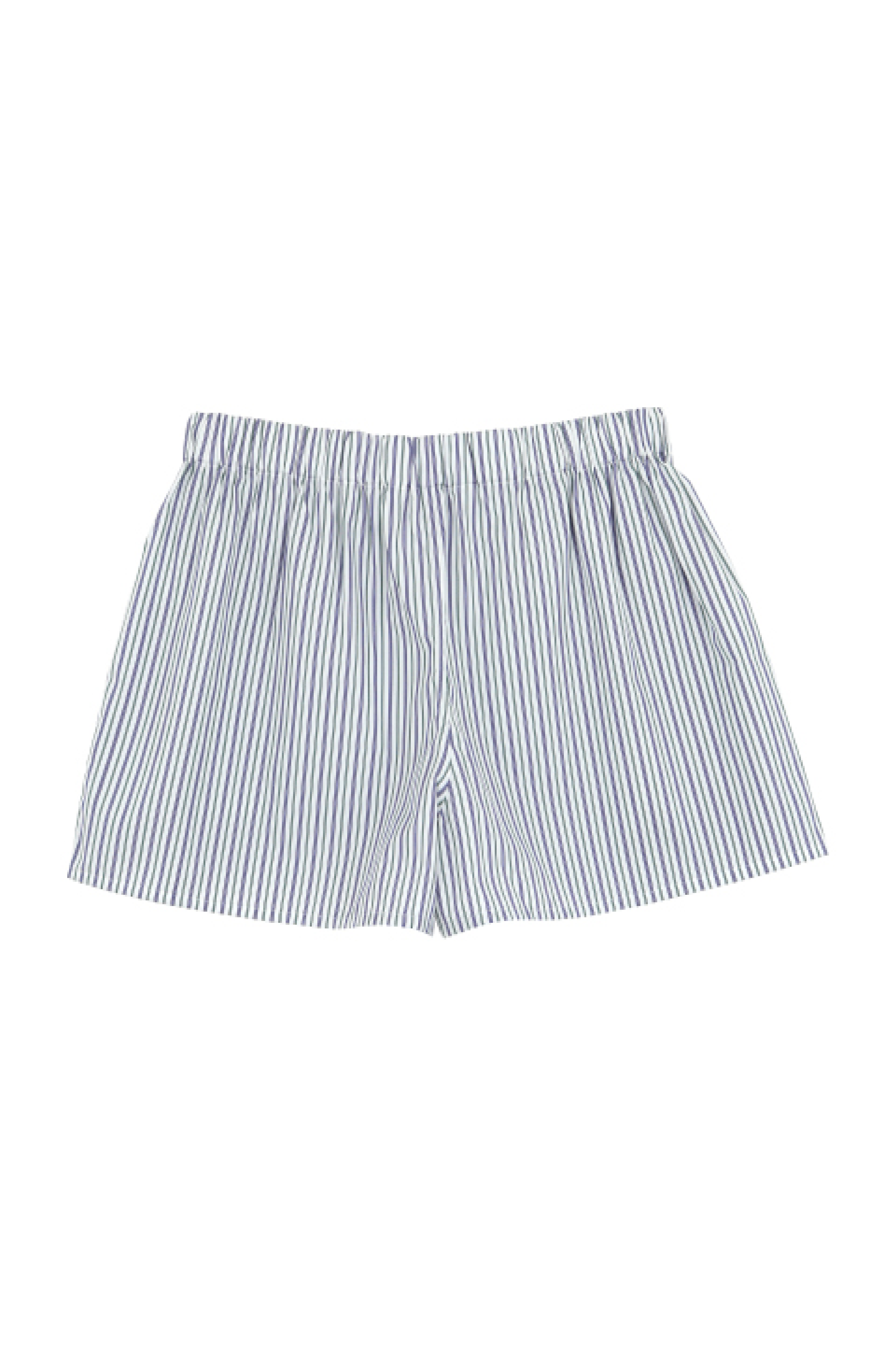 The Marcel in white, blue and green striped cotton broadcloth