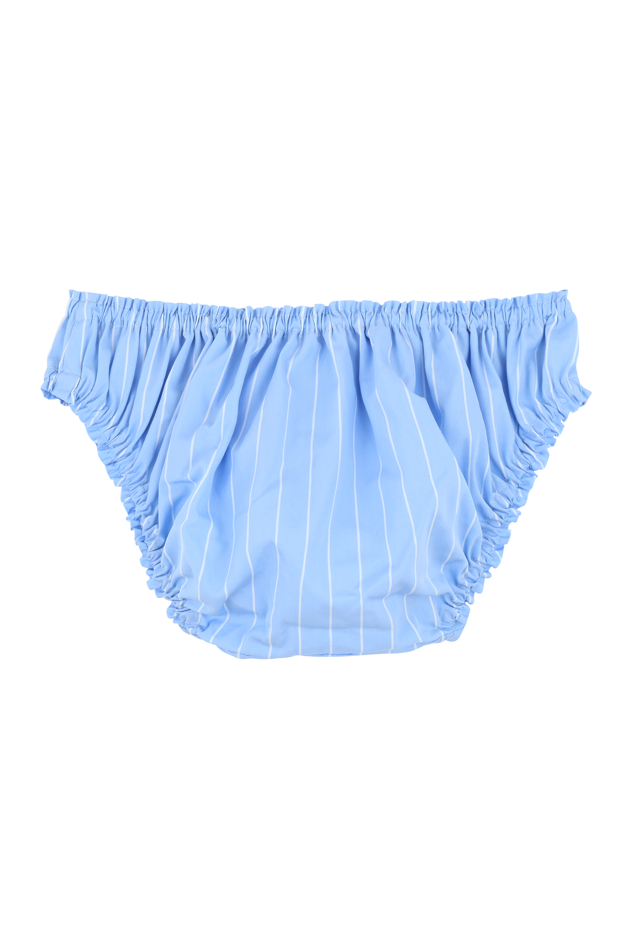 The Gina in striped blue cotton broadcloth