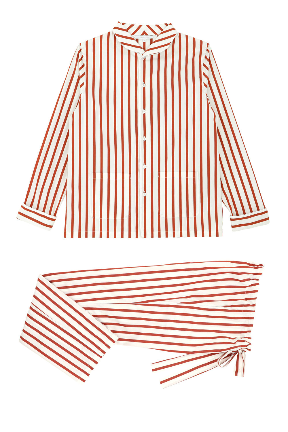 The Waldorf in striped terracotta cotton broadcloth 