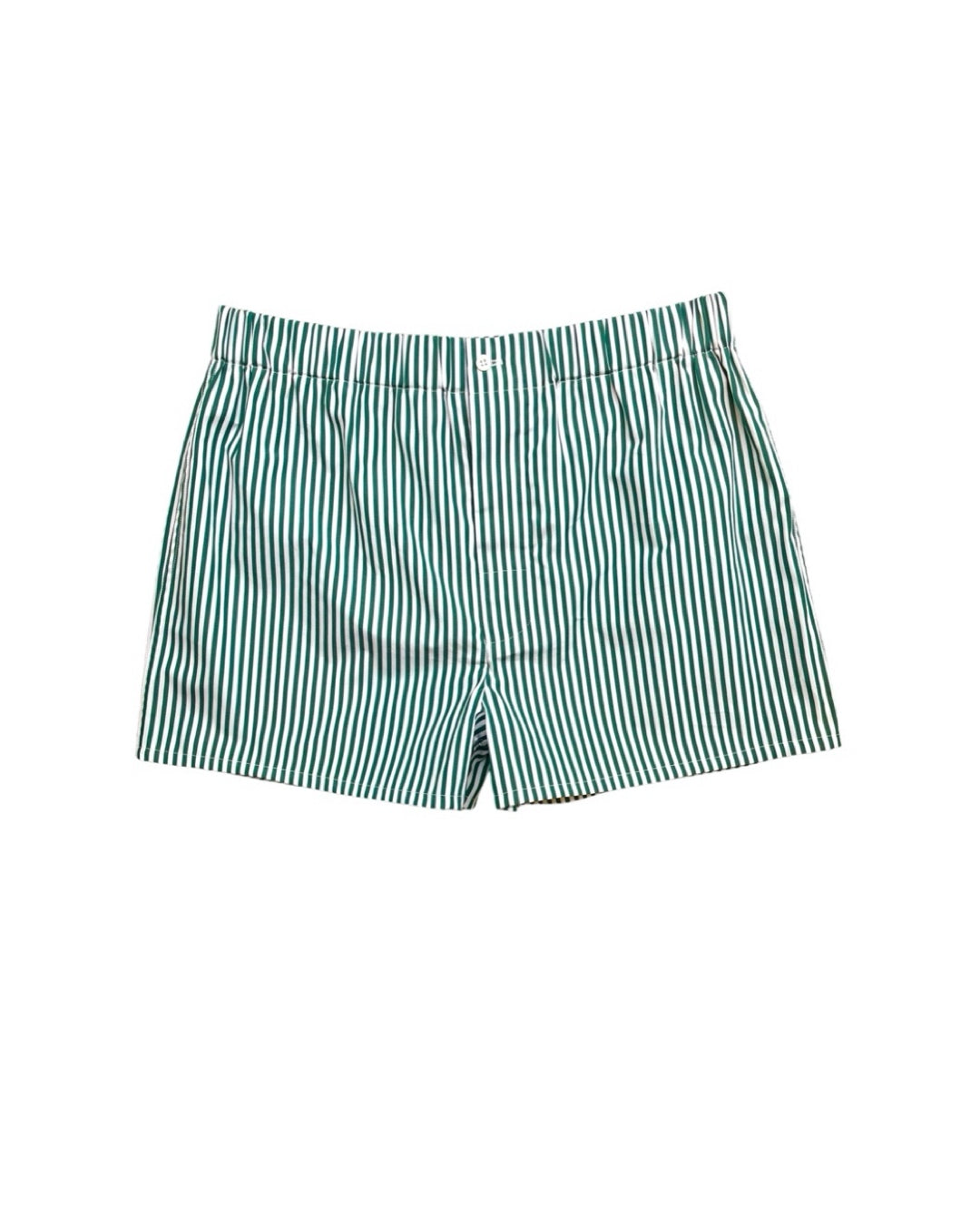 The Marcel in green and white stripes cotton broadcloth