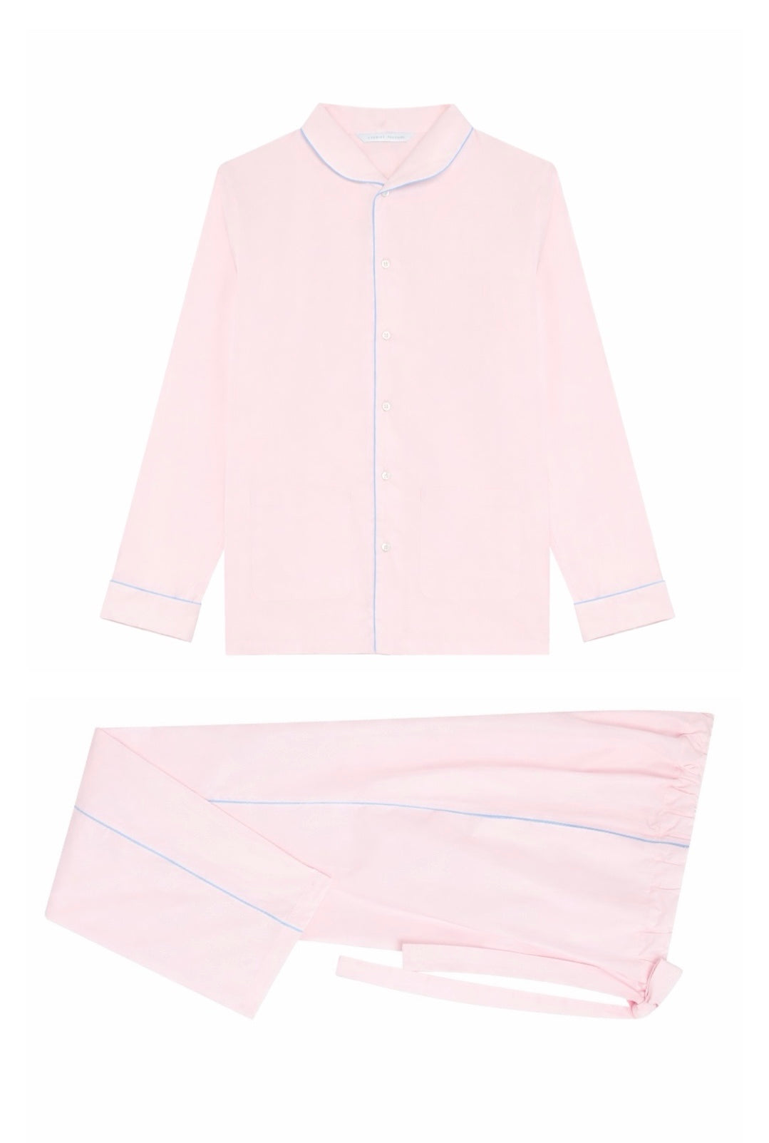 Le Waldorf en popeline de coton rose passepoil bleu ciel