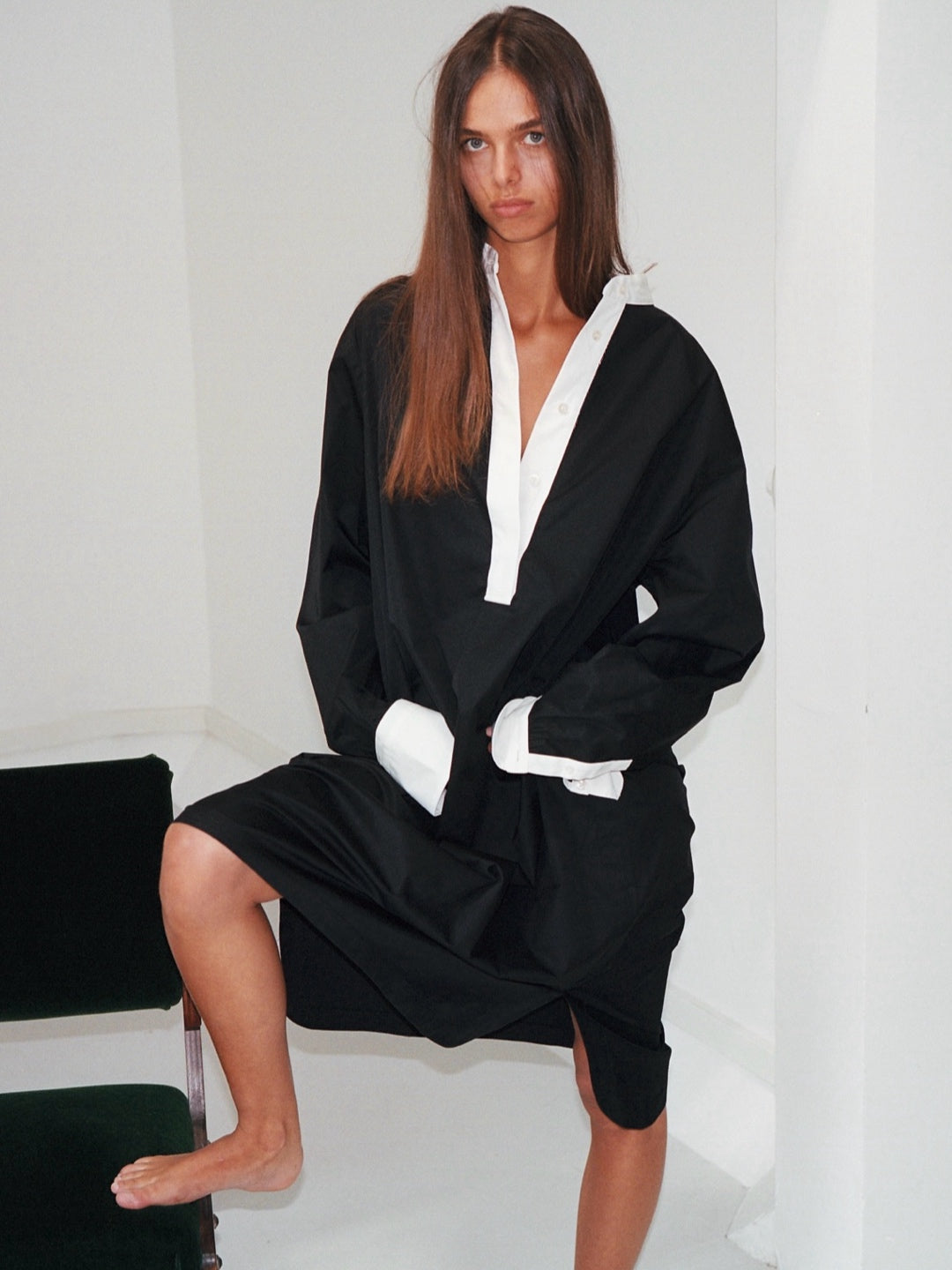 The Eddie in black cotton poplin
