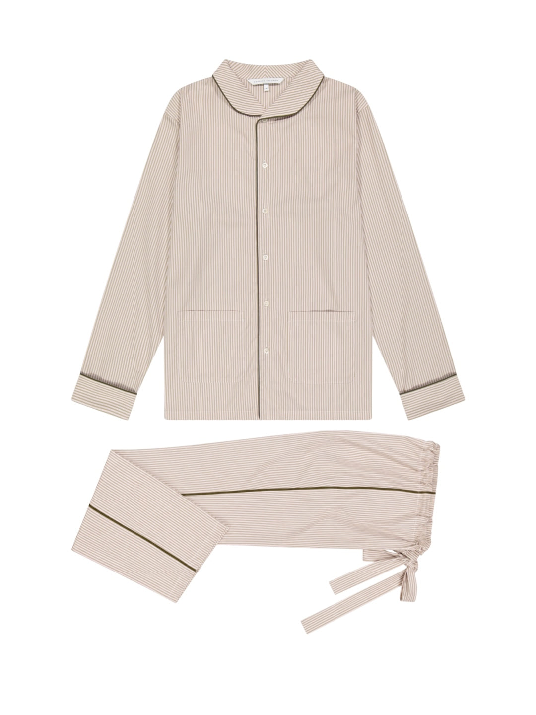 The Waldorf in beige and pink striped cotton poplin